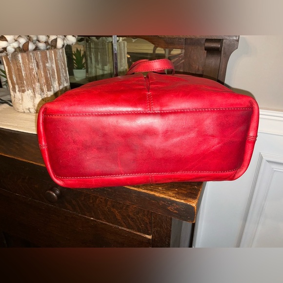 Frye Melissa Leather Simple Tote Shoulder Bag Red  MSRP $348 - Picture 7 of 14